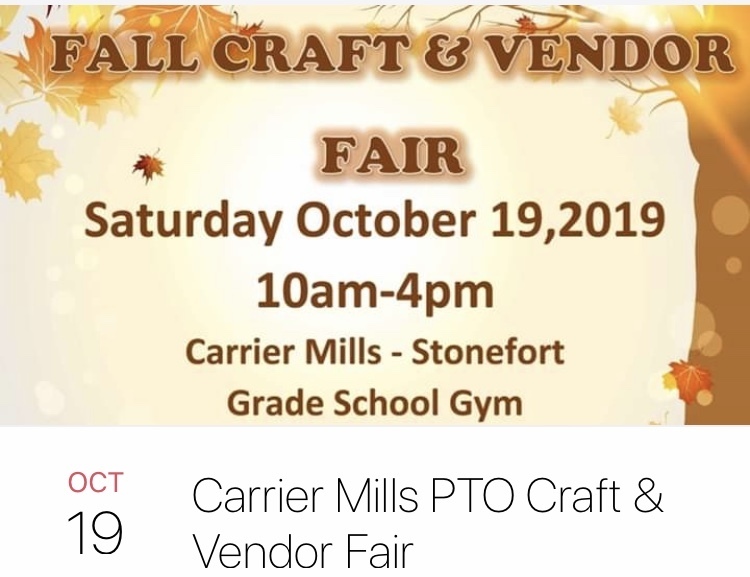 Fall Craft & Vendor Fair Saturday October 19, 2019 10am-4pm Carrier Mills-Stonefort Grade School Gym
